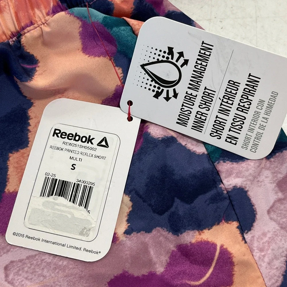 Reebok Printed Reflex Short Womens S Abstract Floral 2-in-1 Running Gym Workout